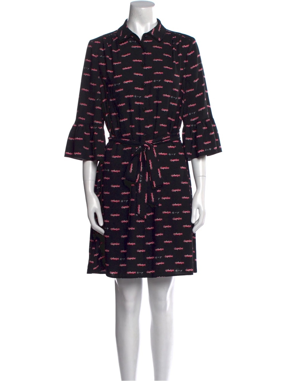 kate spade Black Midi Shirt Dress with Pink Logo Print